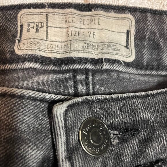 Free People High-Rise Raw Hem Straight Jeans - Picture 6 of 7